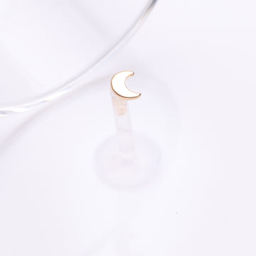 Detail View 1 of 14 Karat Gold Crescent Moon Plate Top Bio-Flex Labret